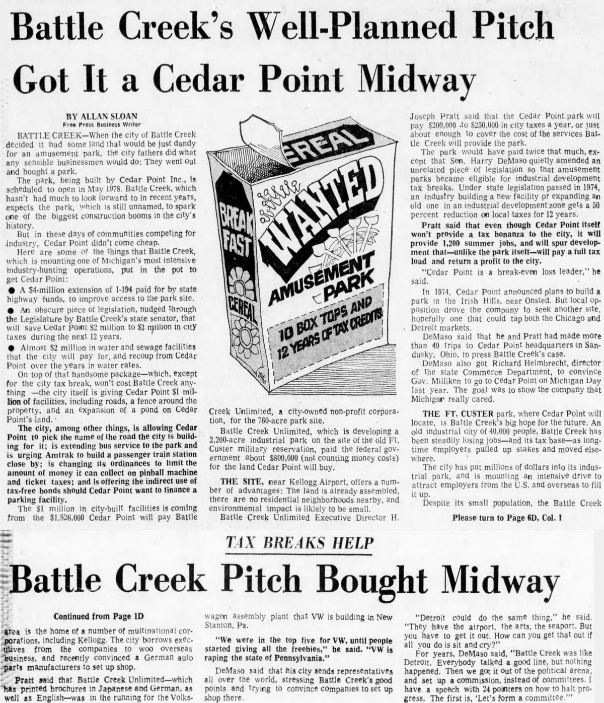 Irish Hills Area - Sept 1976 Article On Cedar Point Plans (newer photo)
